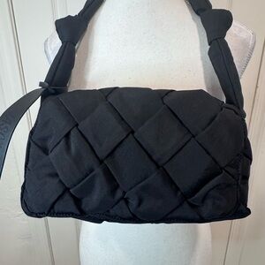 Jason Wu Dylan Black Woven Puffy Nylon Shoulder Bag